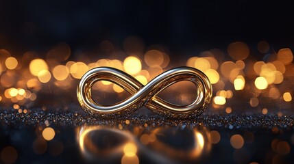 Wall Mural - Golden infinity symbol against a sparkling background