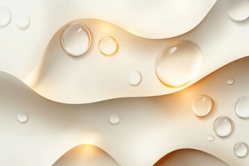 Unique abstract organic shapes with glowing elements create a captivating visual of translucent water droplets. Generative AI