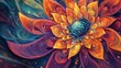 © Mega - Vivid fractal flower with swirling petals and vibrant colors.