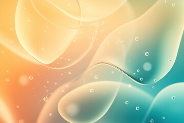 Poster - Abstract organic shapes resembling glowing water droplets create a serene three dimensional composition for artistic exploration. Generative AI