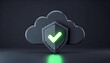 © Pastel - A shield with a green checkmark inside a cloud symbolizes secure cloud storage and data protection.