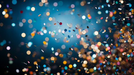 Canvas Print - colorful confetti in front of colorful background with bokeh for carnival