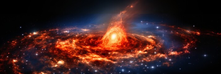 Wall Mural - cosmic whirlpool of fiery colors swirling around a brilliant center amidst stars. generative ai