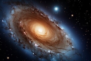 Wall Mural - vibrant spiral galaxy illuminated by a brilliant core and surrounding stardust. generative ai