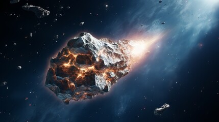 Wall Mural - cosmic journey of an asteroid through the depths of space. generative ai
