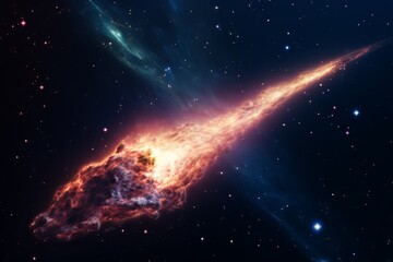 Wall Mural - cosmic fireball streaks through the expansive universe on a starlit journey. generative ai