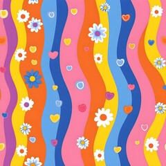 background with flowers, Psychedelic daisy pattern wallpaper