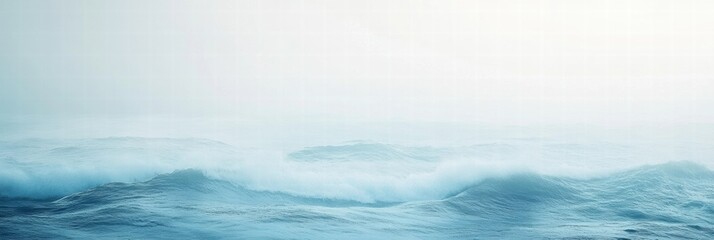 Poster - Abstract patterns of ocean waves capture the essence of tranquility and movement in a misty coastal landscape at dawn. Generative AI