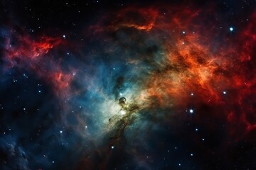 Wall Mural - exploring the vibrant colors and formations of distant cosmic clouds at night. generative ai