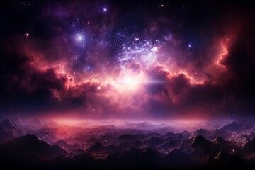 Wall Mural - vibrant cosmic landscape reveals the beauty of distant galaxies at twilight. generative ai