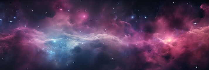 Wall Mural - vibrant cosmic nebula illuminating the vast expanse of space at night. generative ai