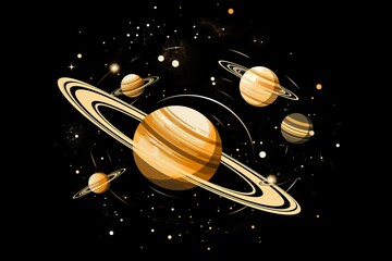 Wall Mural - beautiful planets in a cosmic dance illuminating the night sky. generative ai