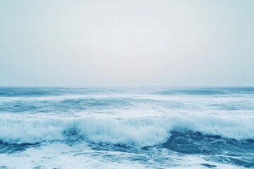 Poster - Captivating abstract patterns of ocean waves creating a serene coastal atmosphere during a calm morning. Generative AI
