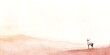 © Puchong - Watercolor painting of a lone antelope in a serene, hazy desert landscape at sunrise. Minimalist and peaceful.