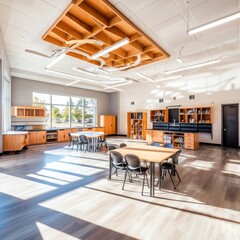 Poster - Innovative classroom design with makerspace concepts in modern educational facility bright open space functional learning environment