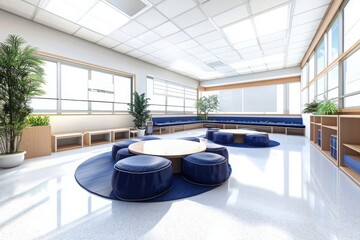 Poster - Innovative student-centric classroom design in modern educational space interior photography bright and open environment engaging learning concept