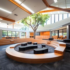 Poster - Innovative classroom design showcasing formative learning modern educational space interior architecture bright environment aerial view creativity in learning
