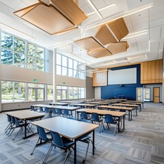 Poster - Innovative classroom design incorporating formative assessment strategies modern education facility interior architecture bright and open environment wide angle view learning concept