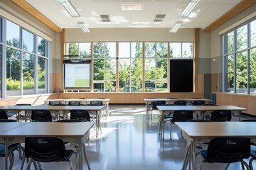 Poster - Innovative classroom design incorporating technology in modern educational spaces bright and open environment innovative learning concept