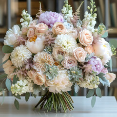 Poster - A luxurious and oversized bouquet, combining soft tones with dramatic elegance.
