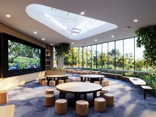 Poster - Innovative classroom design focused on experiential learning modern educational space interactive environment bright and open viewpoint