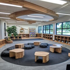 Poster - Innovative classroom design featuring sensory experiences in modern educational spaces dynamic environment interior design engaging viewpoint learning concept