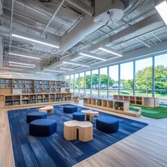 Poster - Innovative classroom design featuring sensory experiences modern educational space functional learning environment natural light contemporary viewpoint for enhanced learning