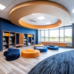 Poster - Innovative classroom design with sensory experiences for enhanced learning educational space interior design modern environment wide angle creativity