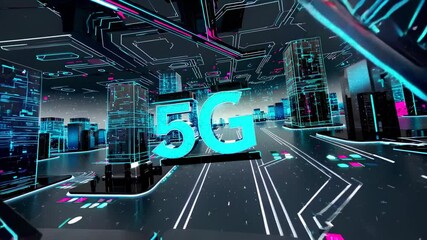 Poster - Exploring futuristic 5G technology with vibrant visuals and dynamic connectivity concepts
