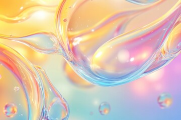 Leinwandbilder - Exploration of luminous organic shapes resembling translucent water droplets in vibrant colors. Generative AI