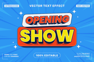 Poster - Editable text effect Opening Show 3d Cartoon template style premium vector
