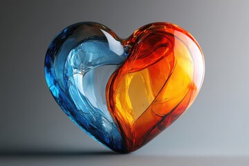 Aufkleber - Colorful glass heart reflecting passion and love