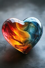 Aufkleber - Colorful glass heart reflecting passion and love
