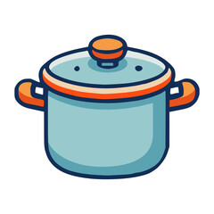 saucepan kitchen appliance flat color vector illustration template design