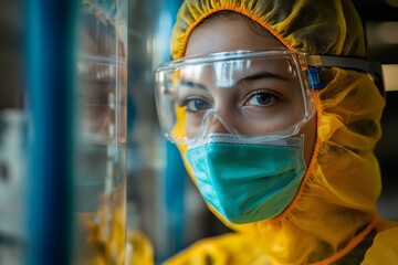 Leinwandbilder - Female scientist wearing protective gear working in laboratory
