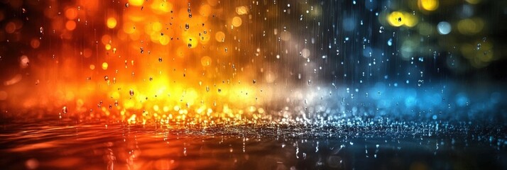 Poster - beautiful and vibrant abstract background with water drops and glimmering light rays for artistic an