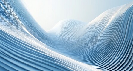 Canvas Print - Abstract blue wave, flowing lines, 3D render.