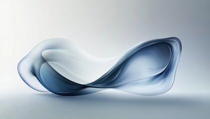 Canvas Print - Abstract blue wave form on white background.