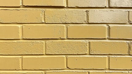 Poster - detailed close-up view of a textured yellow brick wall showcasing individual bricks in bright gold h