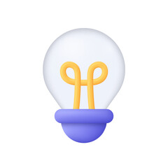 Poster - transparent glass light bulb. idea, solution, business, strategy concept. 3d vector icon. cartoon mi