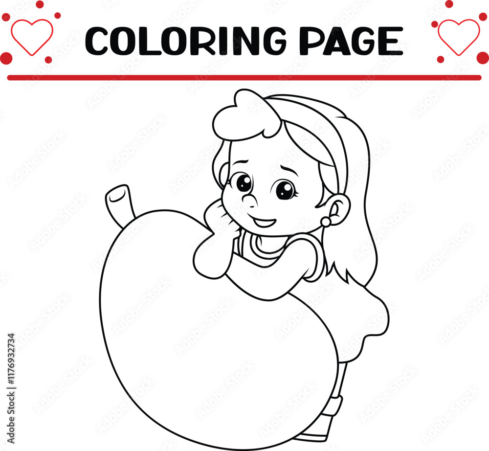 cute girl is posing coloring page for kids Stock Vector | Adobe Stock