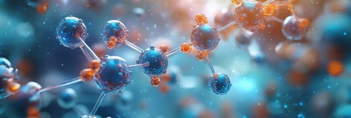 Poster - detailed illustration of molecular structures with vibrant colors and background effects in a gigapi