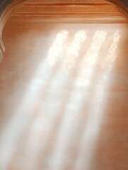 Poster - Serene Light Rays on Temple Wall Capturing Spiritual Peace
