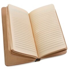 Poster - Open notebook with blank lined pages on white background, ready for taking notes or creative writing