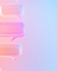 Aufkleber - Translucent Neon Chat Icon Abstract Virtual Workspace and Remote Efficiency in Pastel Gradient