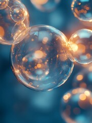 Aufkleber - Cyberpunk Dreamscape Glowing Translucent Bubbles in a Tech-Inspired Cinematic Composition