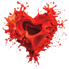 Poster - Red paint splash forming a heart shape