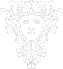 sketch vector illustration silhouette design face decoration ornament classic vintage ethnic floral traditional.eps