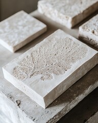 Poster - Biodegradable Mycelium Packaging with Organic Etched Patterns in Natural Light