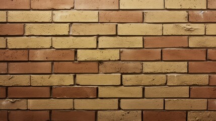 Poster - textured brick wall in shades of orange and yellow showcasing unique patterns and imperfections unde